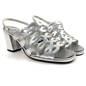 1960's mod silver caged peep toe heeled LIFE STRIDE sandals